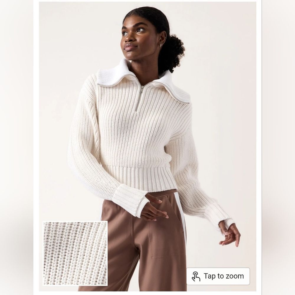 Athleta Alder Sweater Magnolia White Chunky Knit Womens Size Large